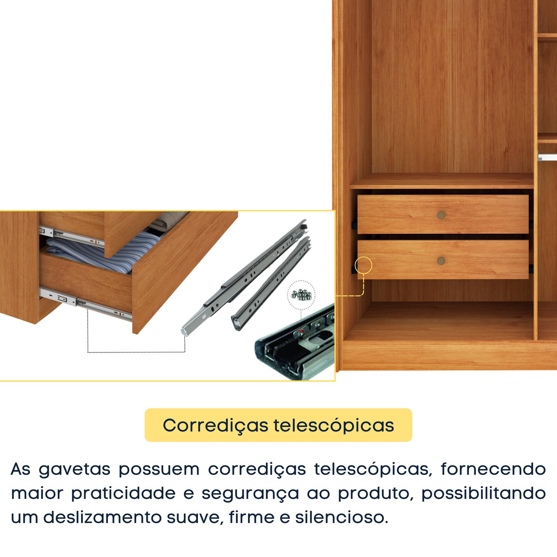 Guarda‑Roupa 4 Portas 2 Gavetas Dinamarca Cinamomo/Off White - Tcil Móveis Guarda‑Roupa 4 Portas 2 Gavetas Dinamarca Cinamomo/Off White - Tcil Móveis