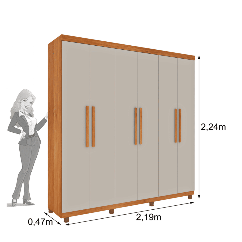 Guarda-Roupa Casal em MDF 6 Portas Tcil Móveis Suécia Cinamomo/Off White Guarda-Roupa Casal em MDF 6 Portas Tcil Móveis Suécia Cinamomo/Off White