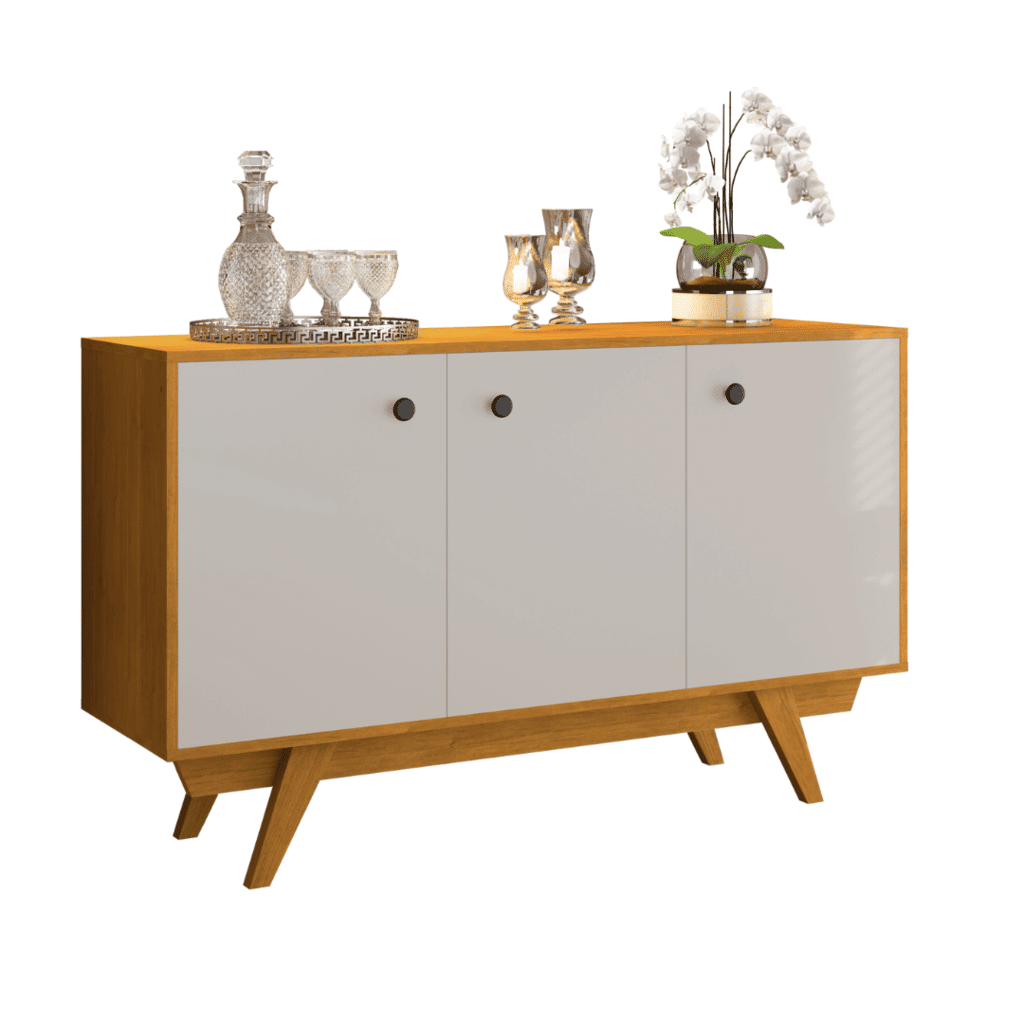 Buffet Aparador 3 Portas Harmonia Cinamomo/Off White - JCM Buffet Aparador 3 Portas Harmonia Cinamomo/Off White - JCM
