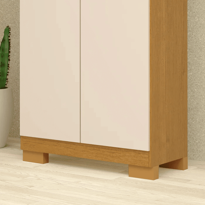 Armário Multiuso 2 Portas 100% MDF com Chave e Pés Iris Cinamomo/Off White - ACP Móveis Armário Multiuso 2 Portas 100% MDF com Chave e Pés Iris Cinamomo/Off White - ACP Móveis