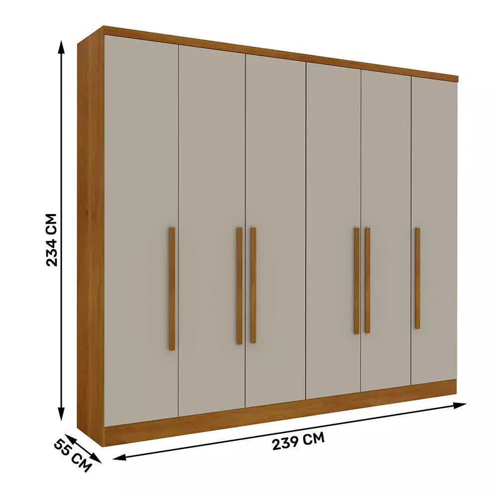 Guarda-Roupa Casal 6 Portas 4 Gavetas Tcil Móveis Veneza Cinamomo/Off White Guarda-Roupa Casal 6 Portas 4 Gavetas Tcil Móveis Veneza Cinamomo/Off White