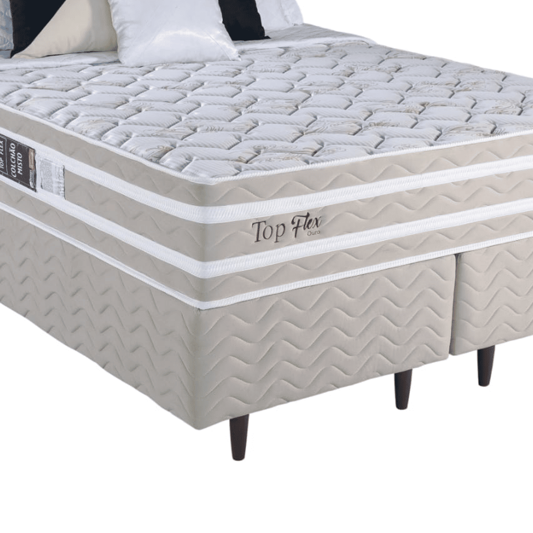 Conjunto Cama Box Queen + Colchão Design Top Flex Ouro 158x198x70 Conjunto Cama Box Queen + Colchão Design Top Flex Ouro 158x198x70