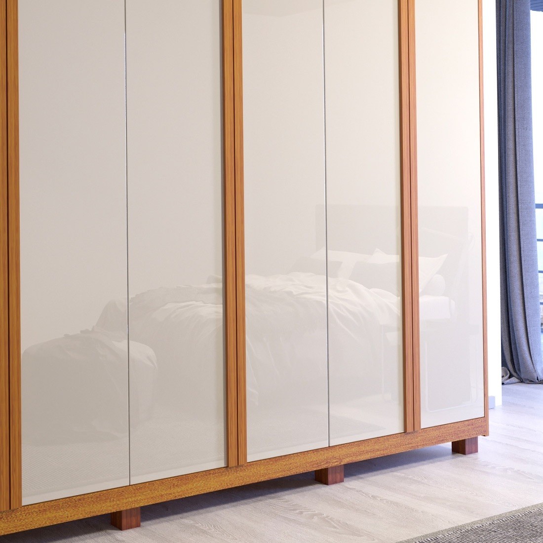 Guarda-roupa Dakota 6 Portas Duplex Casal 100% MDF Bom Pastor - Natural/Off White