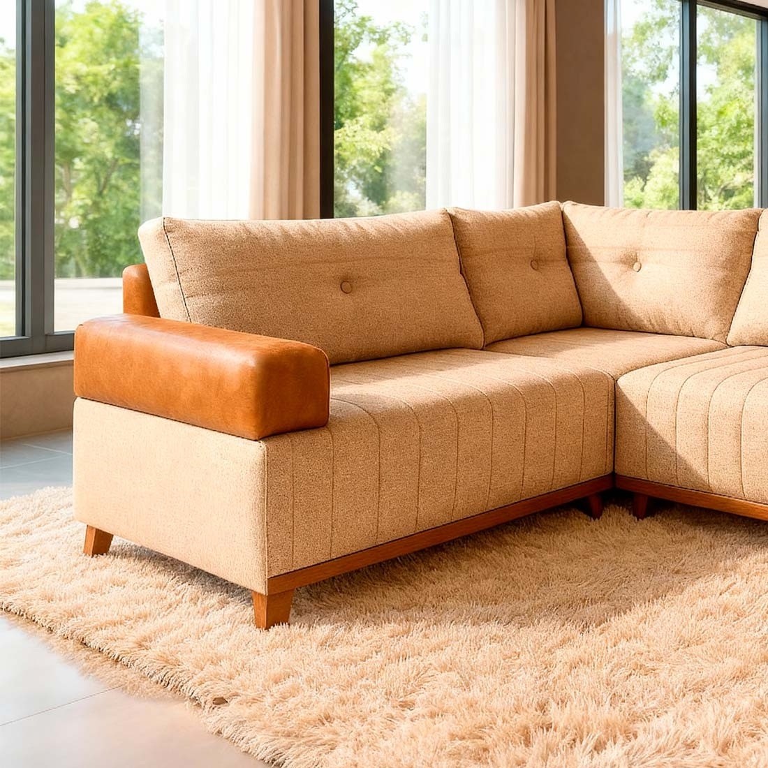 Sofá de Canto Sienna Plus 2 Lugares 177cm Bom Pastor - Bege