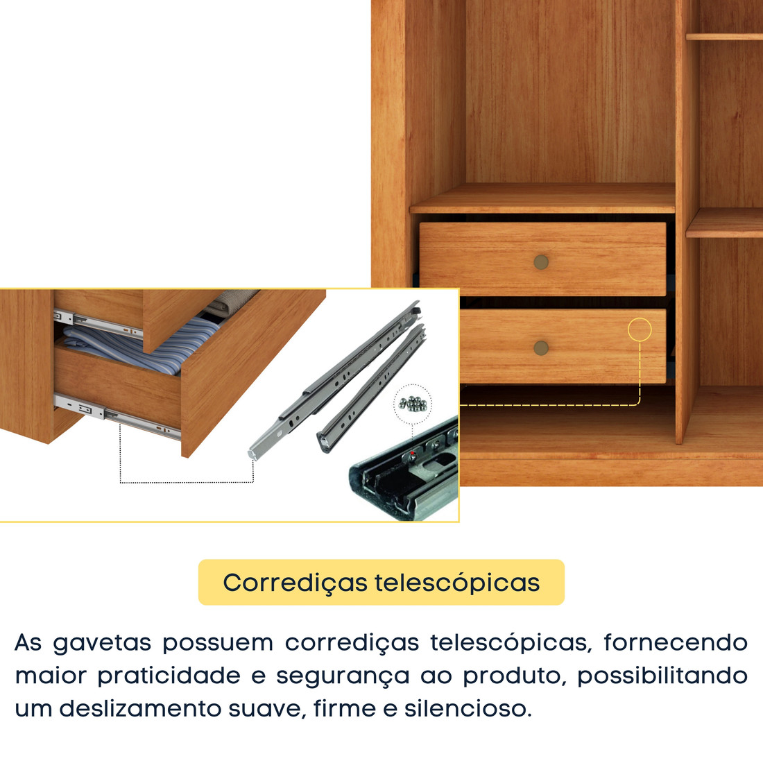 Guarda‑roupa Valencia 3 Portas de Correr com 4 Gavetas – Tcil Móveis – Cinamomo/Off White Guarda‑roupa Valencia 3 Portas de Correr com 4 Gavetas – Tcil Móveis – Cinamomo/Off White