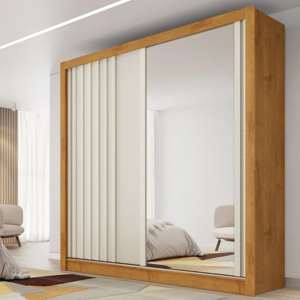 Guarda-roupa 2 Portas 4 Gavetas Lugano 180cm Europa 100% MDF - Peroba/Off White