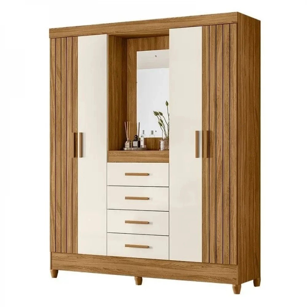 Guarda Roupa Casal Com Espelho Atenas Freijó/Off White - Moval moveis Guarda Roupa Casal Com Espelho Atenas Freijó/Off White - Moval moveis
