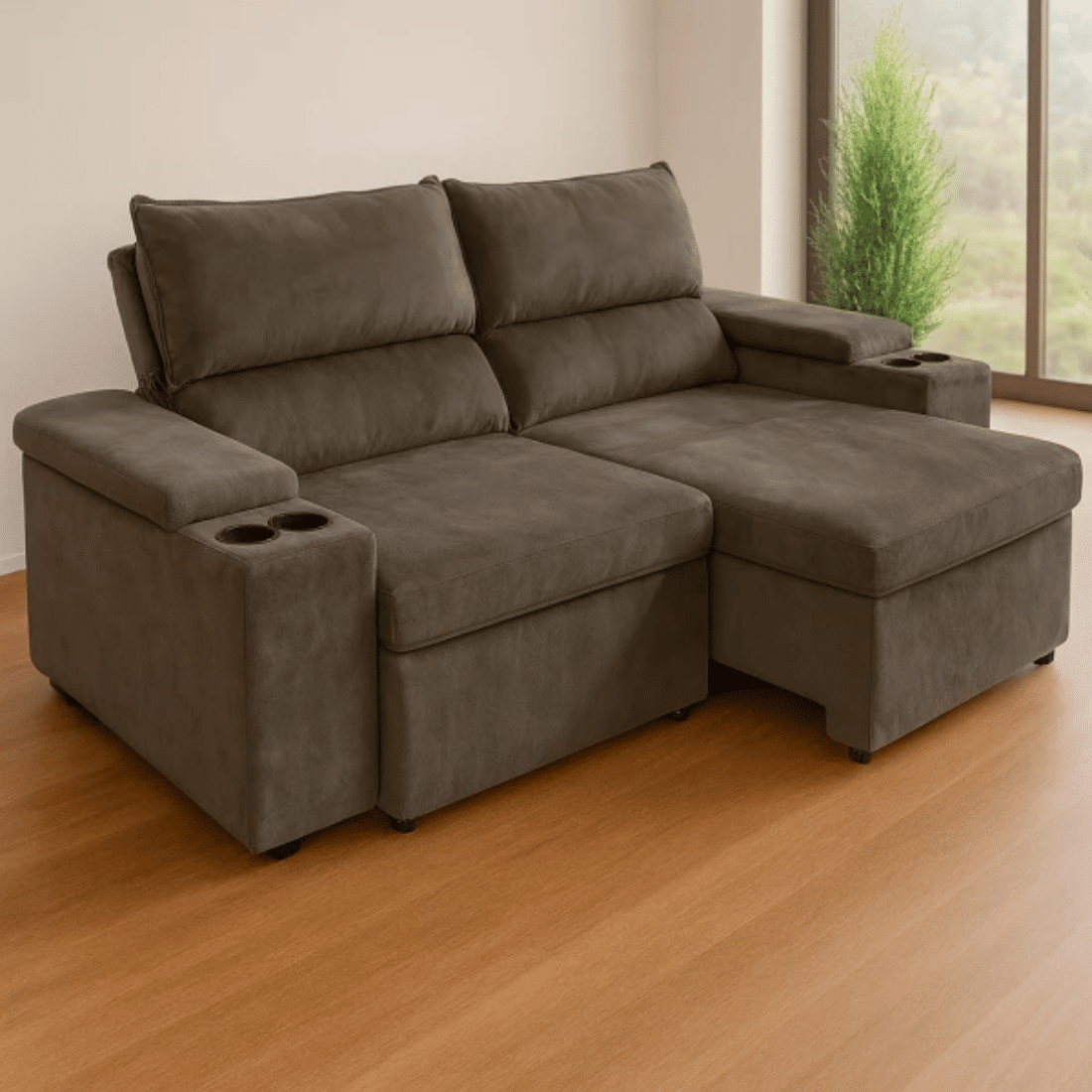 Sofá Retrátil e Reclinável Alabama Marrom - Nordeste Flex Sofá Retrátil e Reclinável Alabama Marrom - Nordeste Flex