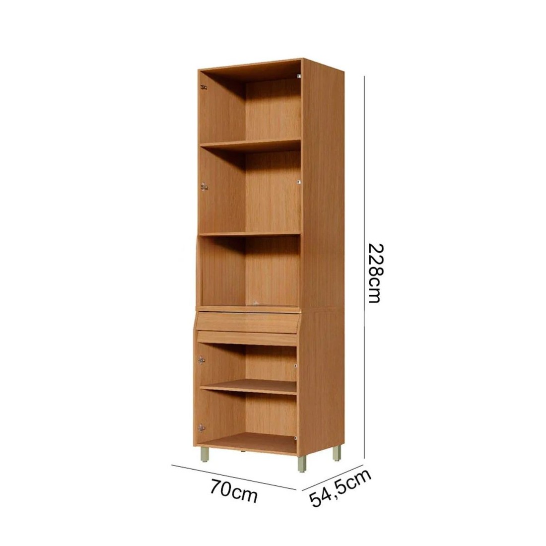 Paneleiro Nesher 4 Portas 1 Gaveta Simone Mendes 70cm - Carvalho/Greige