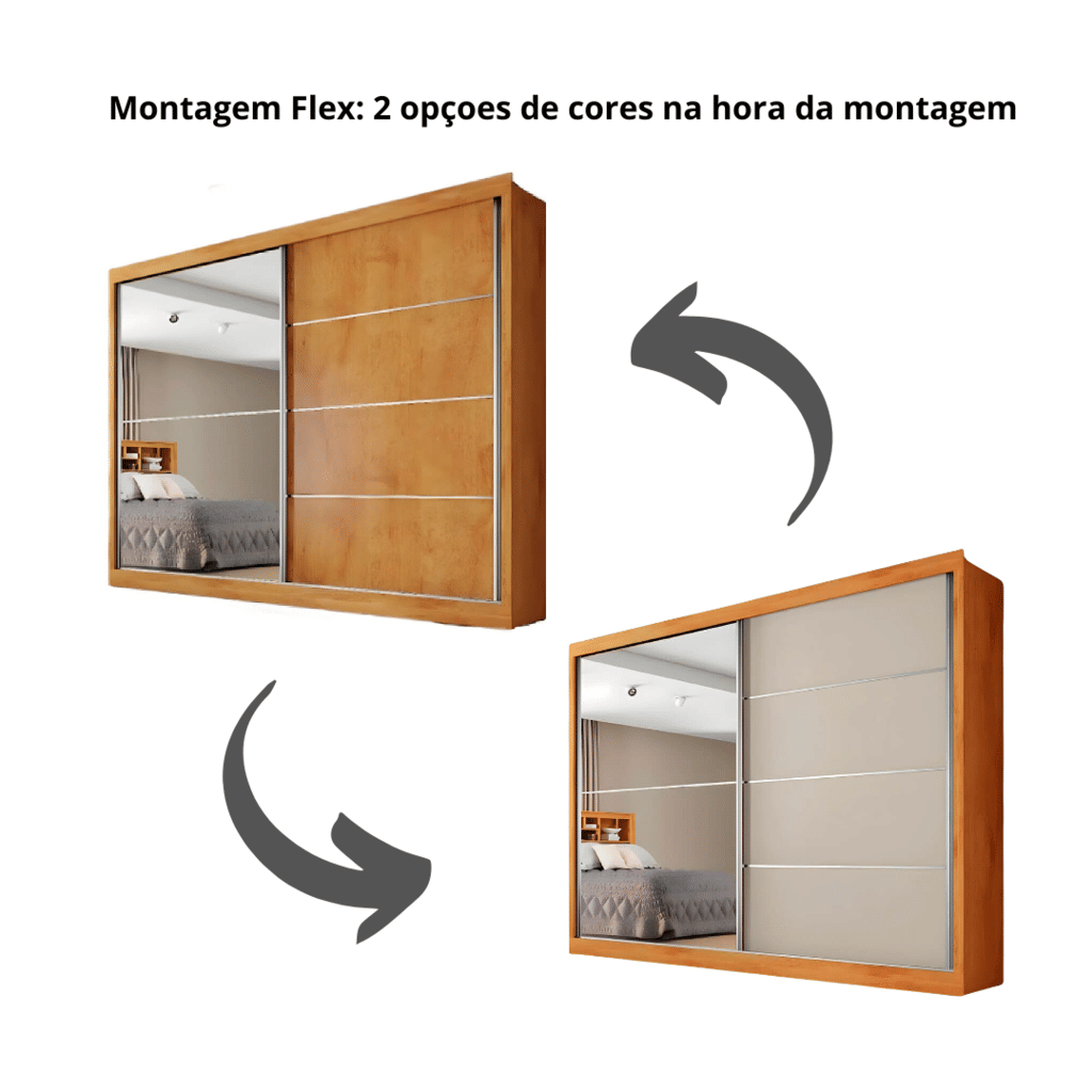 Guarda-Roupa Casal Com Espelho 100% MDF 2 Portas de Correr Verona Plus Peroba/Off White Europa Guarda-Roupa Casal Com Espelho 100% MDF 2 Portas de Correr Verona Plus Peroba/Off White Europa