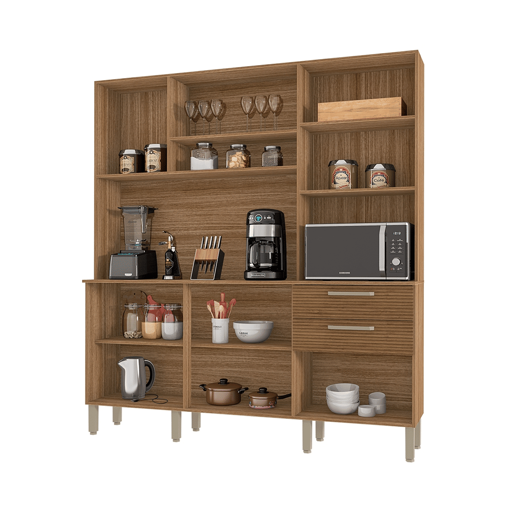 Armário de Cozinha Kit 6 Portas 2 Gavetas Ferrara Kits Paraná Freijo/Ripado/Supremo Armário de Cozinha Kit 6 Portas 2 Gavetas Ferrara Kits Paraná Freijo/Ripado/Supremo