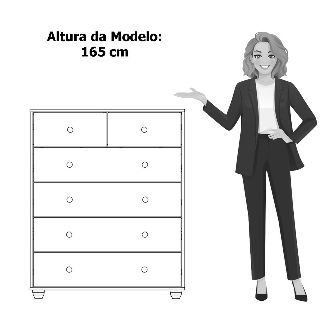 Cômoda para Quarto 6 Gavetas Albatroz Vittoria Cinamomo/Off White