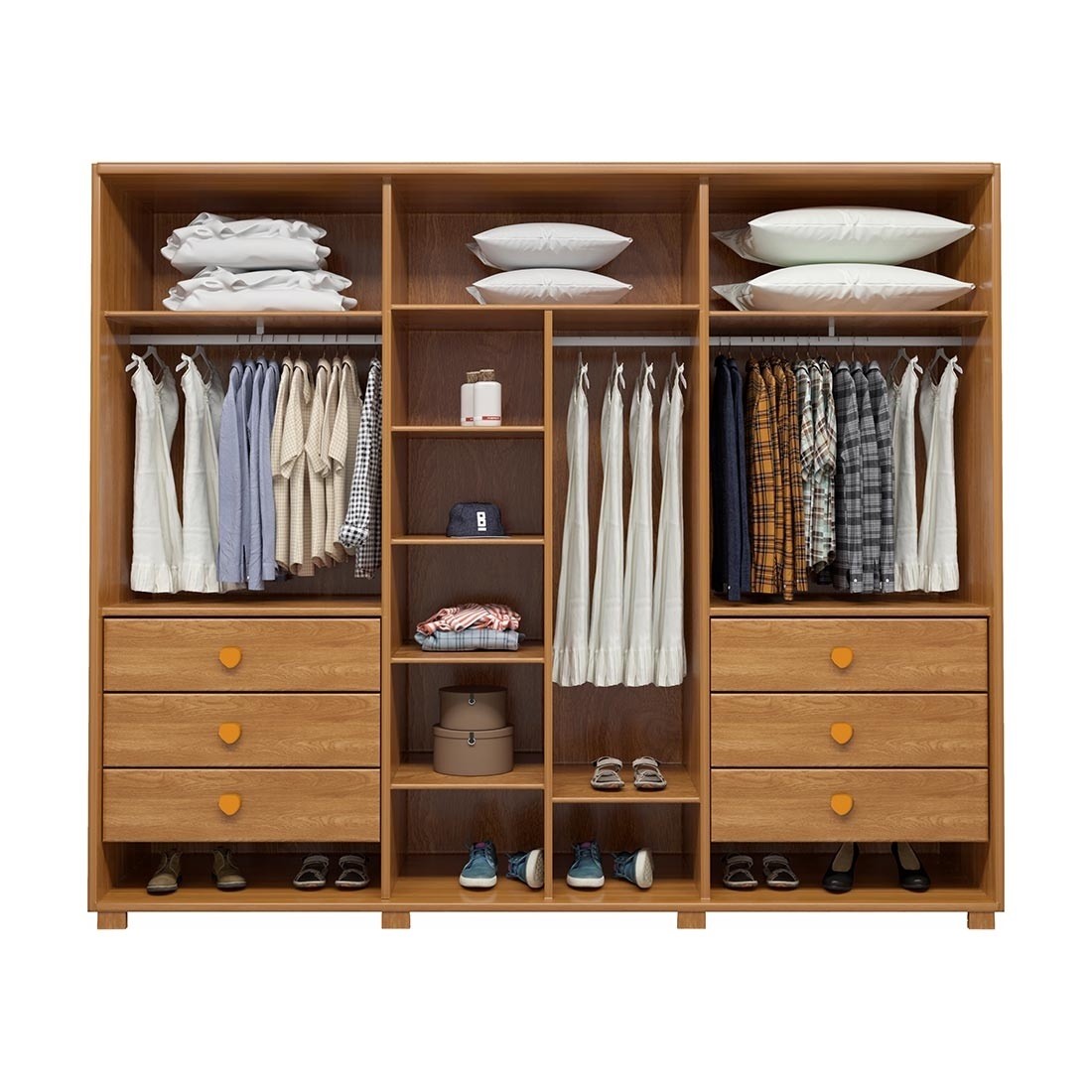 Guarda-roupa Casal 6 Portas 6 Gavetas Versati 242cm Bom Pastor - Nogal