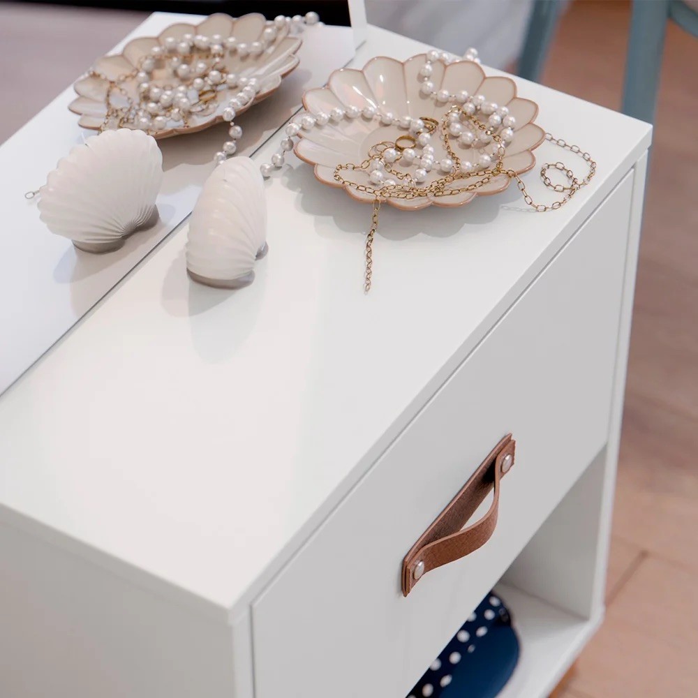 Toucador Penteadeira Com Espelho 1 Gaveta Organic Branco - EJ Móveis Toucador Penteadeira Com Espelho 1 Gaveta Organic Branco - EJ Móveis