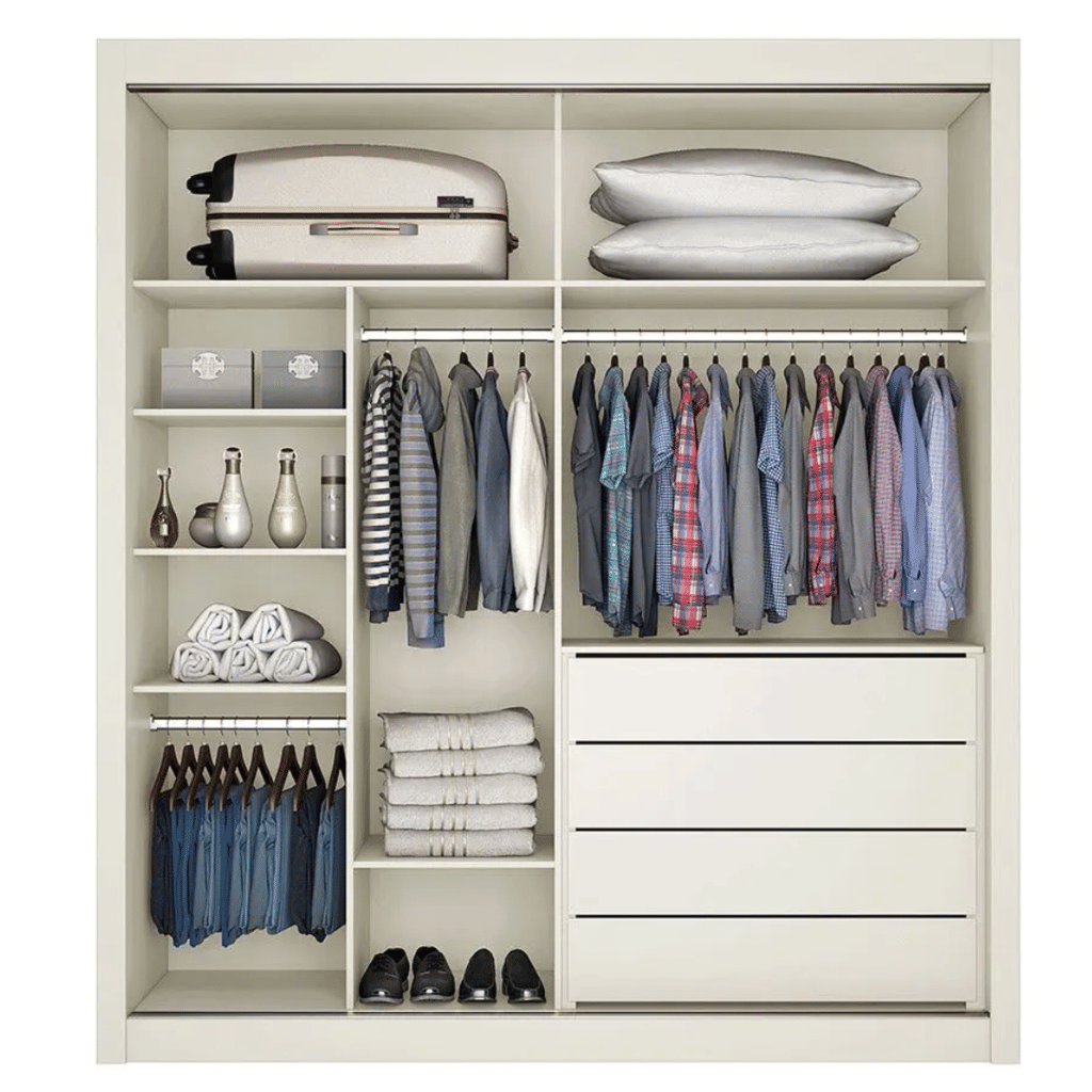 Guarda-Roupa Casal Com Espelho 100% MDF 2 Portas de Correr Zurique Branco Europa Guarda-Roupa Casal Com Espelho 100% MDF 2 Portas de Correr Zurique Branco Europa