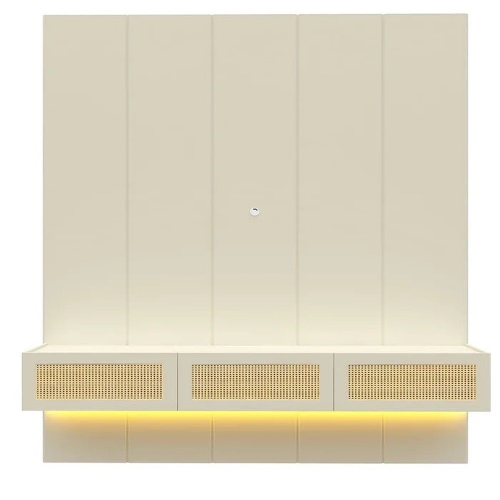 Home Painel Realce Native 2.20m  2 Portas Com Led 100% MDF Até 84 Polegadas Gelius - Off White
