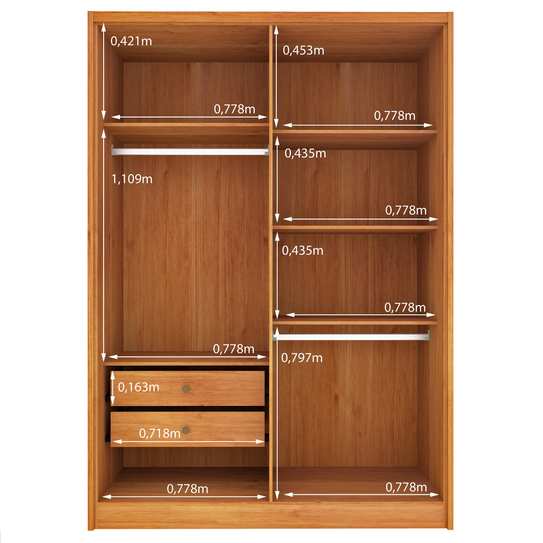 Guarda‑Roupa 4 Portas 2 Gavetas Dinamarca Cinamomo/Off White - Tcil Móveis Guarda‑Roupa 4 Portas 2 Gavetas Dinamarca Cinamomo/Off White - Tcil Móveis