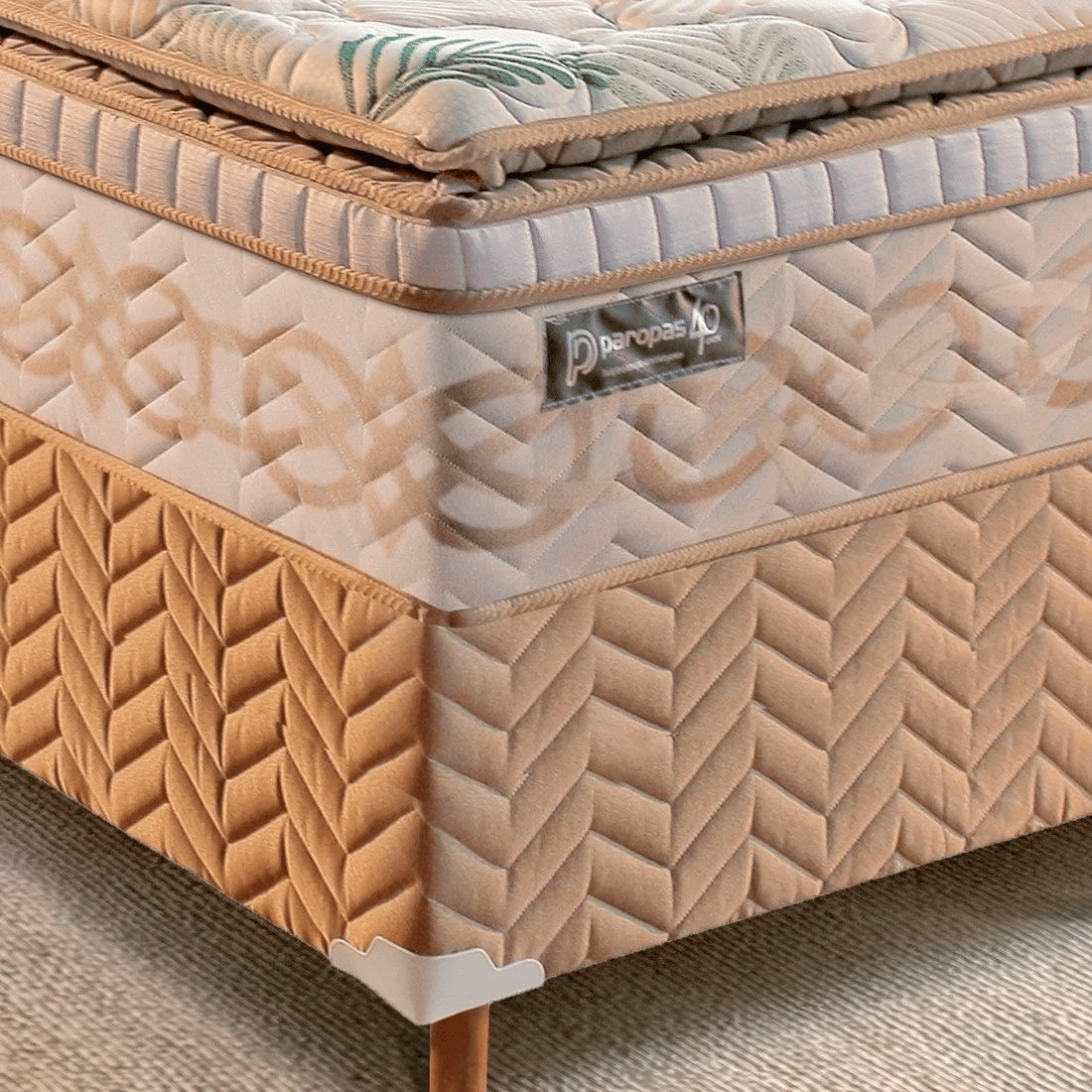 Conjunto Cama Box King Size Recordare Bambo Casal 193cm com Molas Ensacadas - Paropas Conjunto Cama Box King Size Recordare Bambo Casal 193cm com Molas Ensacadas - Paropas