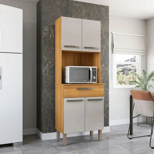 Armário de Cozinha Kit 4 Portas 1 Gaveta Balli Freijó/Off White - Fiorello Armário de Cozinha Kit 4 Portas 1 Gaveta Balli Freijó/Off White - Fiorello