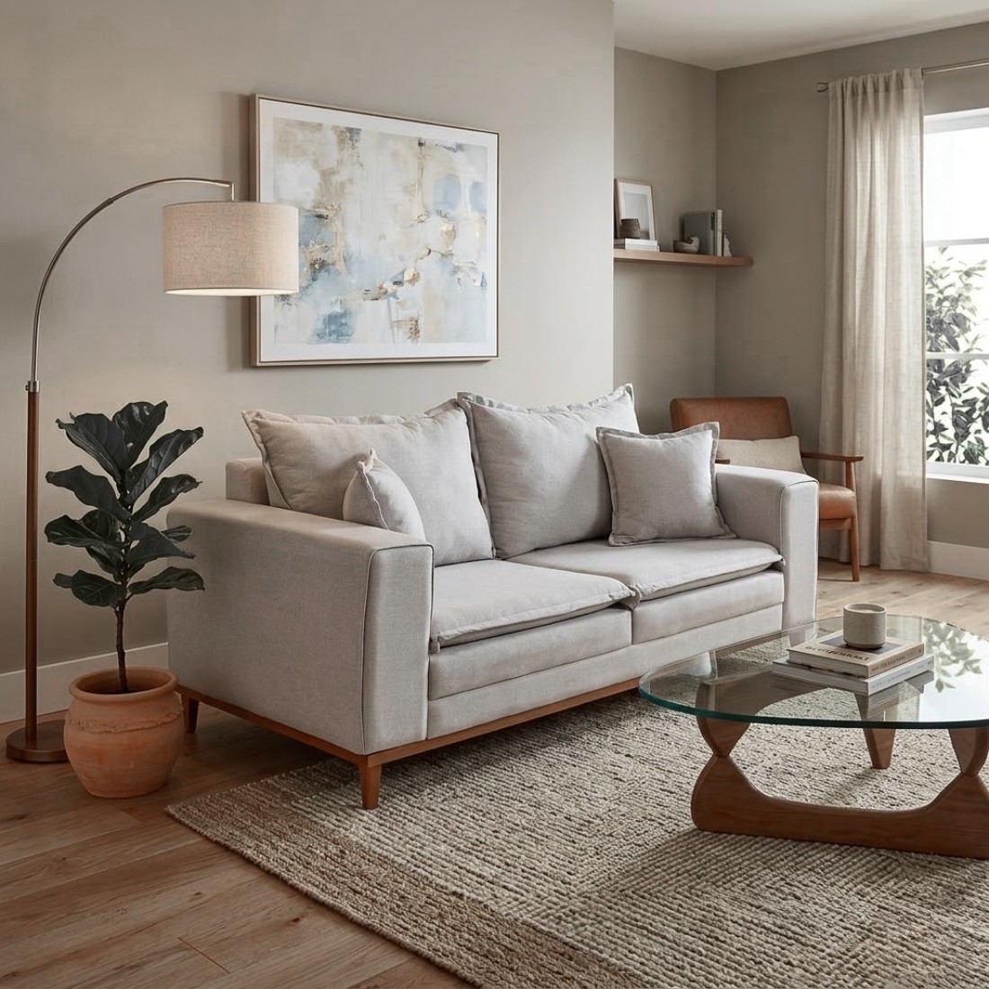 Sofá Búzios 3 Lugares 2,00m com Pillow – Assento em Espuma D33 e Pés de Madeira - Cinza - Design Sofá Búzios 3 Lugares 2,00m com Pillow – Assento em Espuma D33 e Pés de Madeira - Cinza - Design