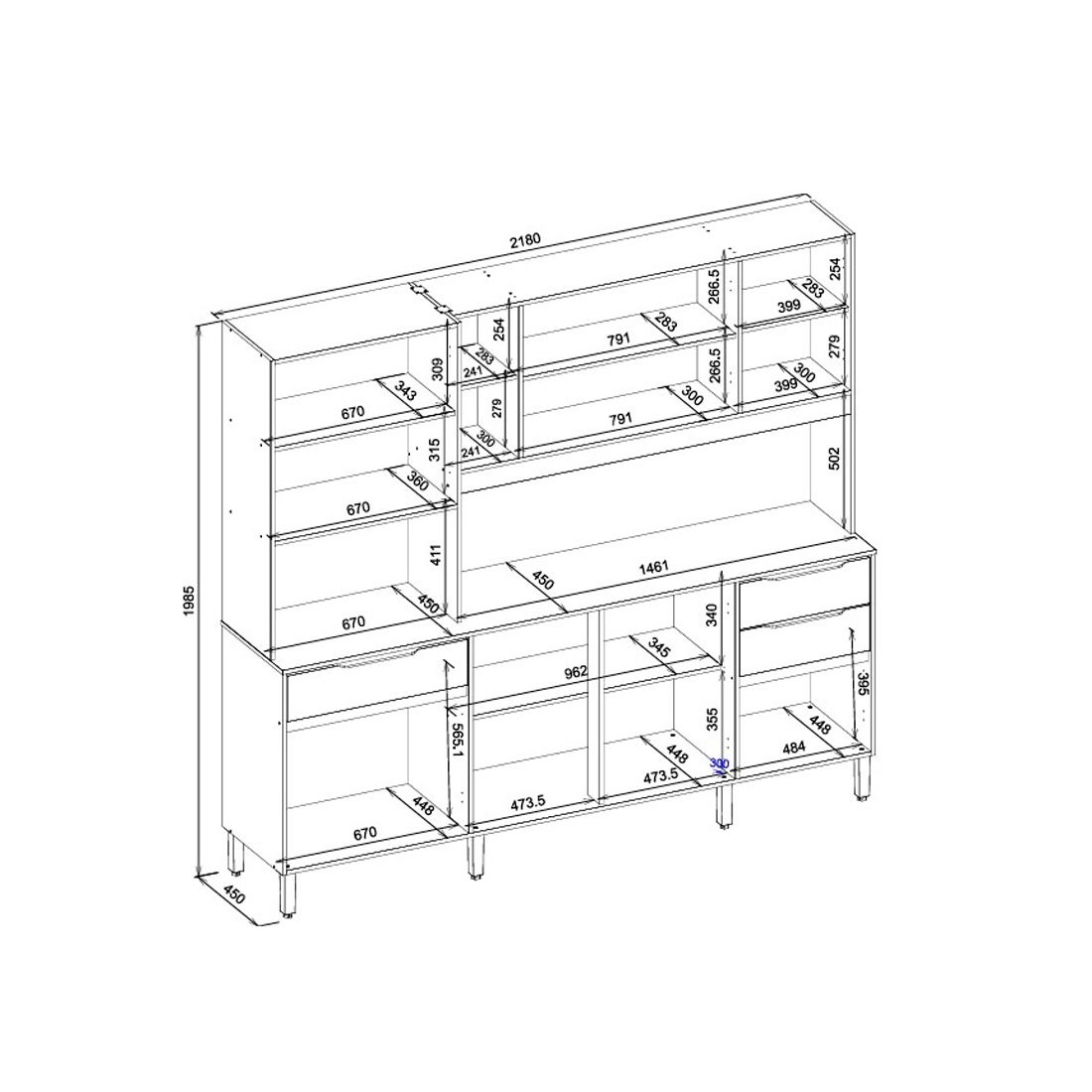 Kit Cozinha Compacta 10 Portas 3 Gavetas Pleno Demobile 218cm - Cinamon/Nude Prime TX