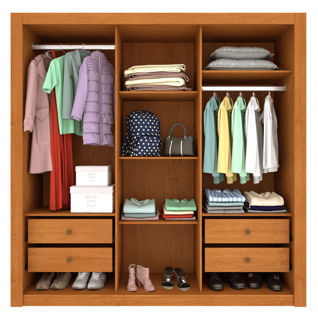 Guarda‑roupa Valencia 3 Portas de Correr com 4 Gavetas – Tcil Móveis – Cinamomo/Off White Guarda‑roupa Valencia 3 Portas de Correr com 4 Gavetas – Tcil Móveis – Cinamomo/Off White