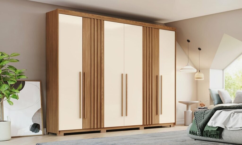 Guarda-roupa Casal Norton 6 Portas Nature/Off - Henn Guarda-roupa Casal Norton 6 Portas Nature/Off - Henn
