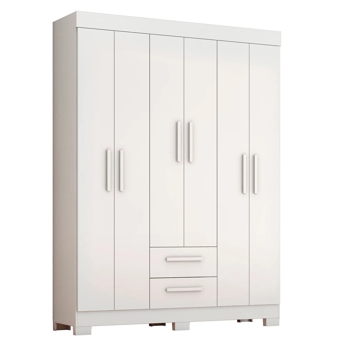Guarda-Roupa Solteiro 6 Portas 2 Gavetas NT 6015 Notável - Branco/Rosa Flex Guarda-Roupa Solteiro 6 Portas 2 Gavetas NT 6015 Notável - Branco/Rosa Flex