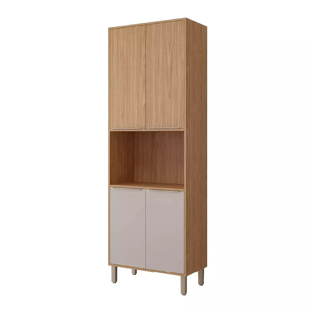 Paneleiro em MDF 4 Portas com Nicho para Forno MGM Divina Freijó/Off White