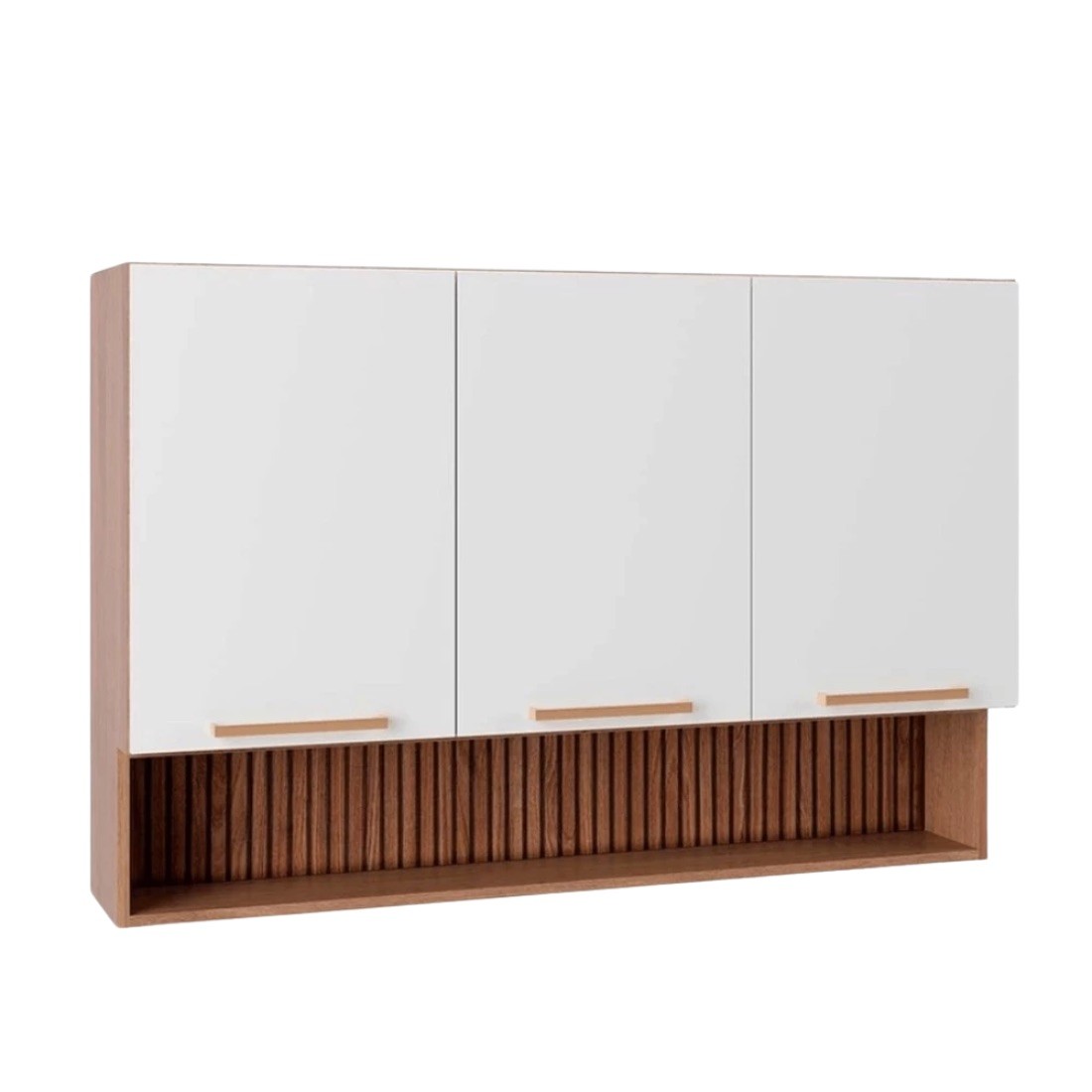 Armário Aéreo Cozinha Modulado 3 Portas com Nicho 120cm Avelã Telasul - Mel/Branco Armário Aéreo Cozinha Modulado 3 Portas com Nicho 120cm Avelã Telasul - Mel/Branco