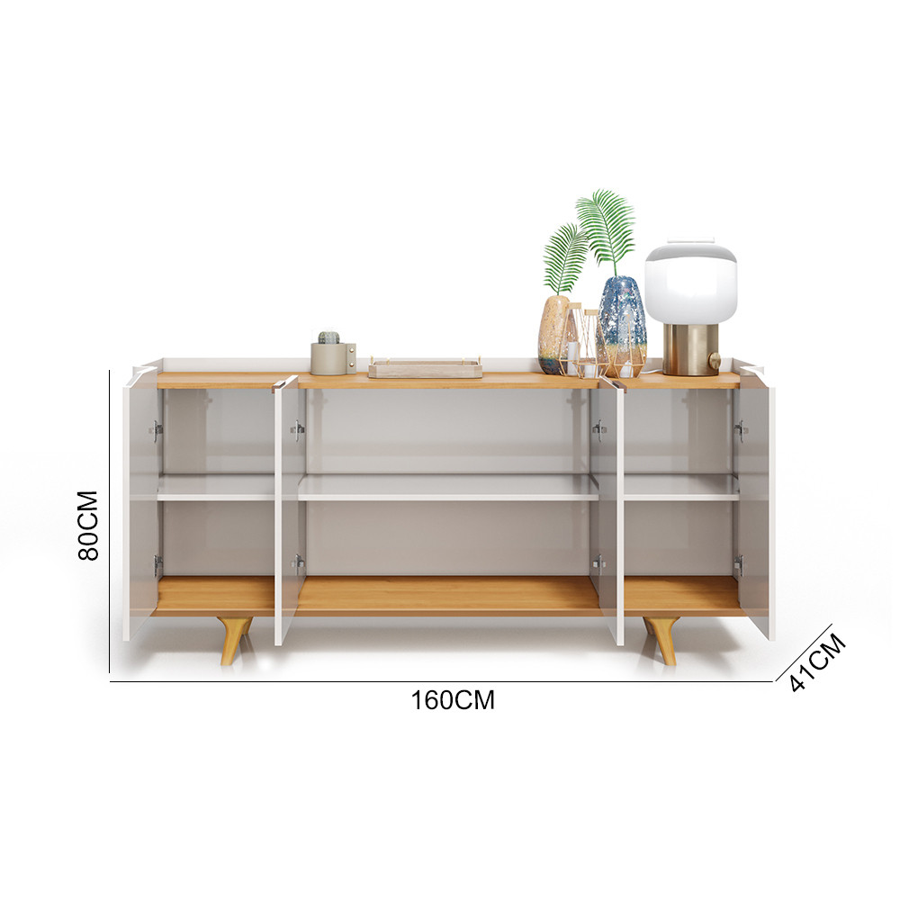 Buffet para Sala 4 Portas Imcal ARC 1.6 Off White/Nature  Buffet para Sala 4 Portas Imcal ARC 1.6 Off White/Nature