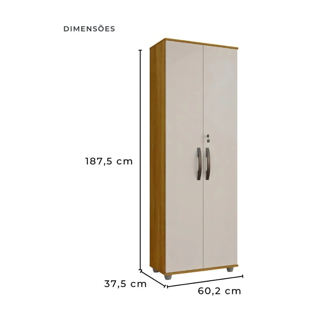 Armário Multiuso Caio 2 Portas 4 Prateleiras Cinamomo/Off White CHF Móveis