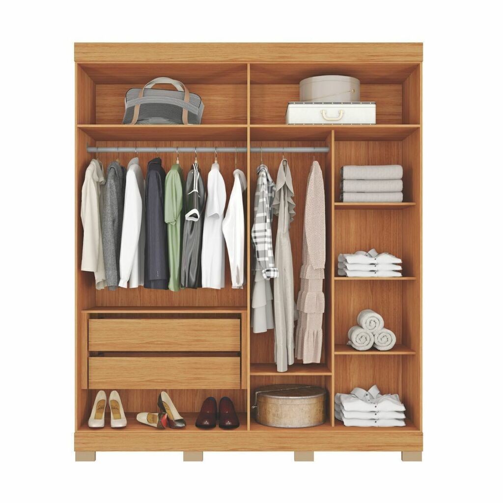 Guarda-Roupa Com Espelho Sophia Lux 4 Portas 2 Gavetas Freijo/Off White - Caemmun Guarda-Roupa Com Espelho Sophia Lux 4 Portas 2 Gavetas Freijo/Off White - Caemmun