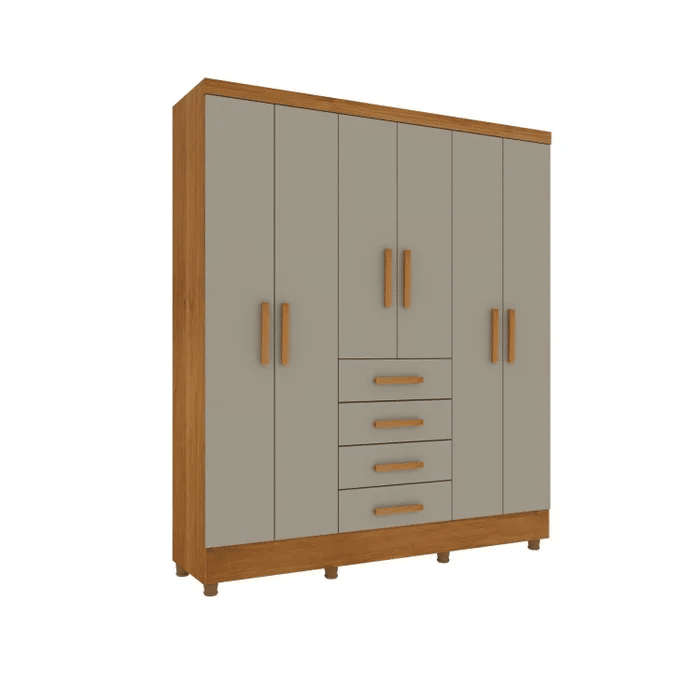 Guarda-Roupa Casal 6 Portas Tcil Móveis Arizona Cinamomo/Off White Guarda-Roupa Casal 6 Portas Tcil Móveis Arizona Cinamomo/Off White