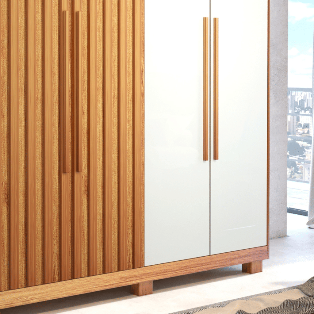 Guarda Roupa Casal Divine Plus 06 portas 100% MDF Naturalle/Off White Ripado - Bom Pastor Guarda Roupa Casal Divine Plus 06 portas 100% MDF Naturalle/Off White Ripado - Bom Pastor