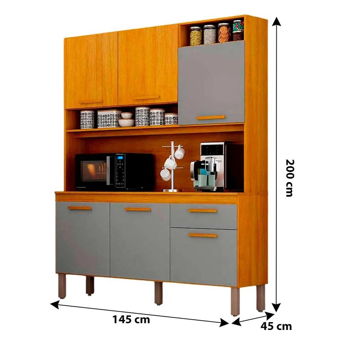 Kit Cozinha Noor 1,45m 6 portas 1 gaveta Cinamomo/Cinza Kit Cozinha Noor 1,45m 6 portas 1 gaveta Cinamomo/Cinza