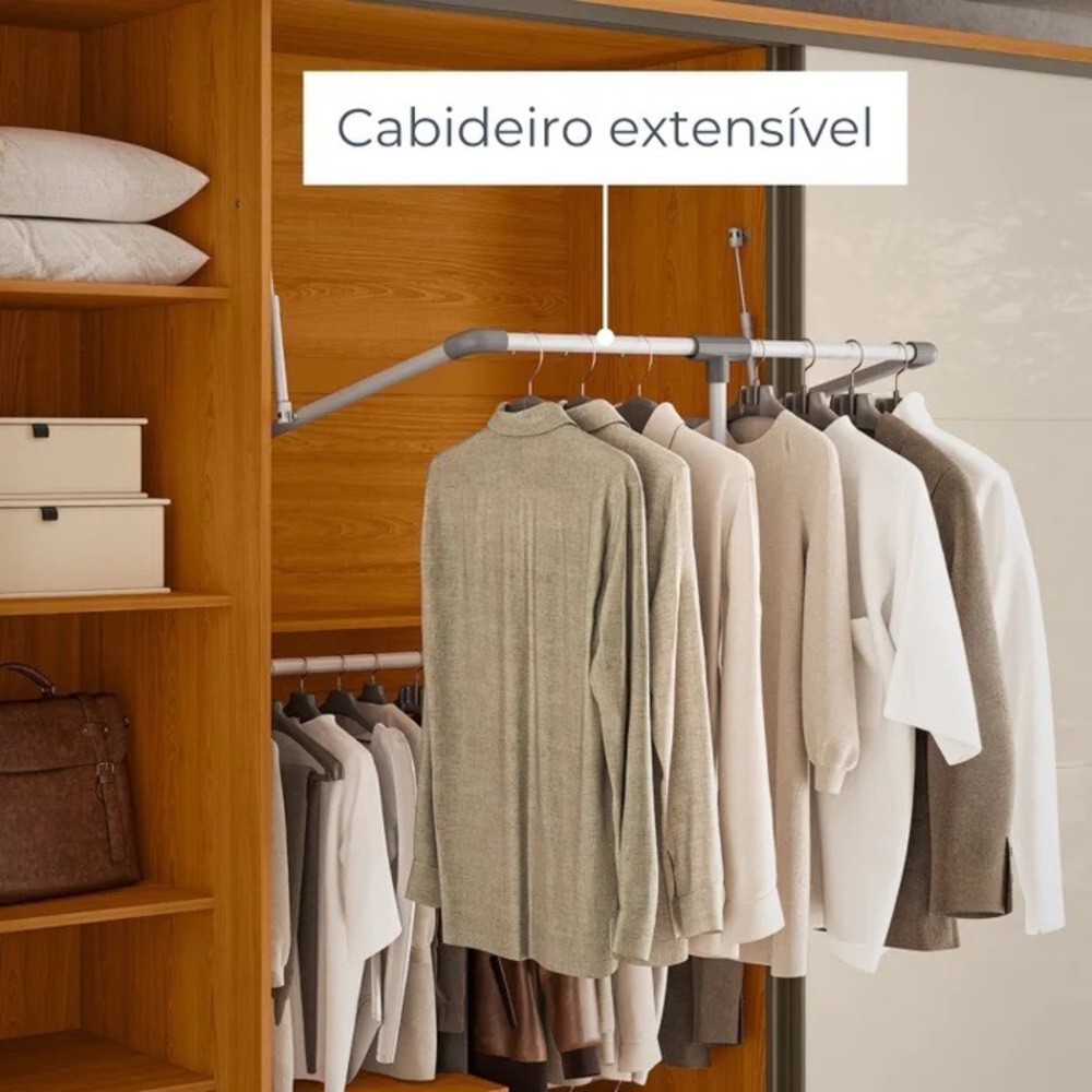Guarda-Roupa Casal Veronese Frisado 6 Portas com Espelho 100% MDF Madetec - Cinamomo/Off White