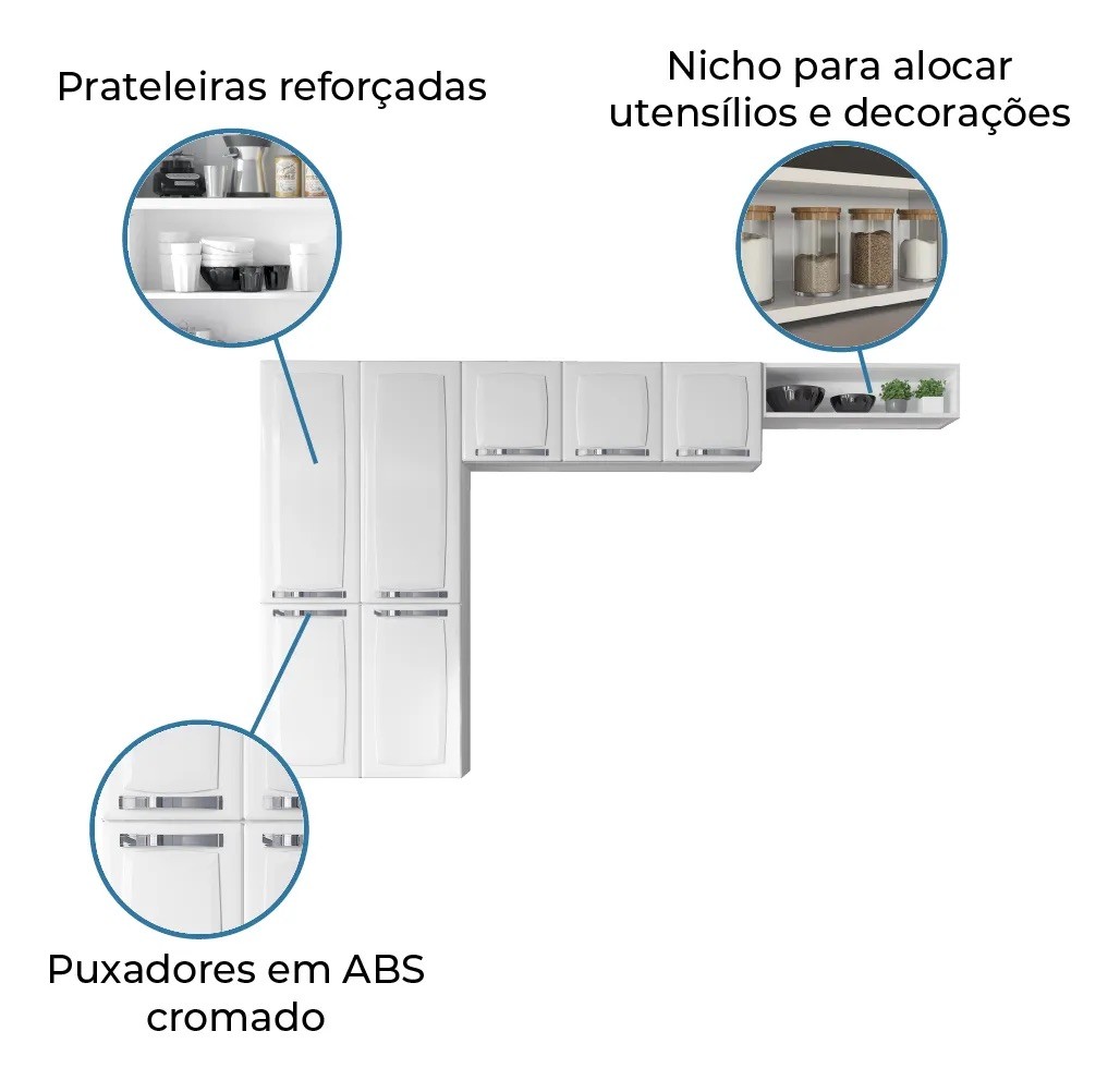 Cozinha compacta em Aço, Rose 7 Portas Branco - Itatiaia Cozinha compacta em Aço, Rose 7 Portas Branco - Itatiaia