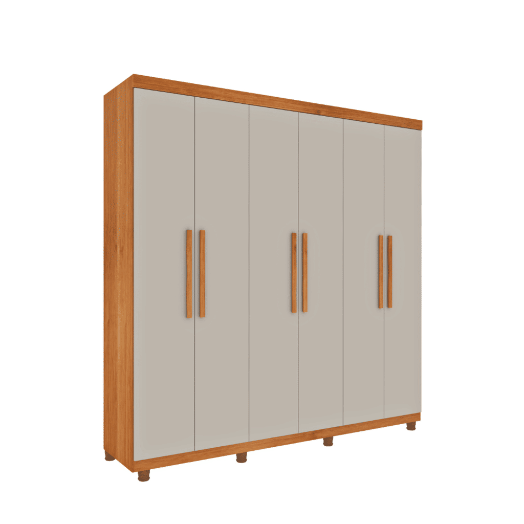 Guarda-Roupa Casal em MDF 6 Portas Tcil Móveis Suécia Cinamomo/Off White Guarda-Roupa Casal em MDF 6 Portas Tcil Móveis Suécia Cinamomo/Off White