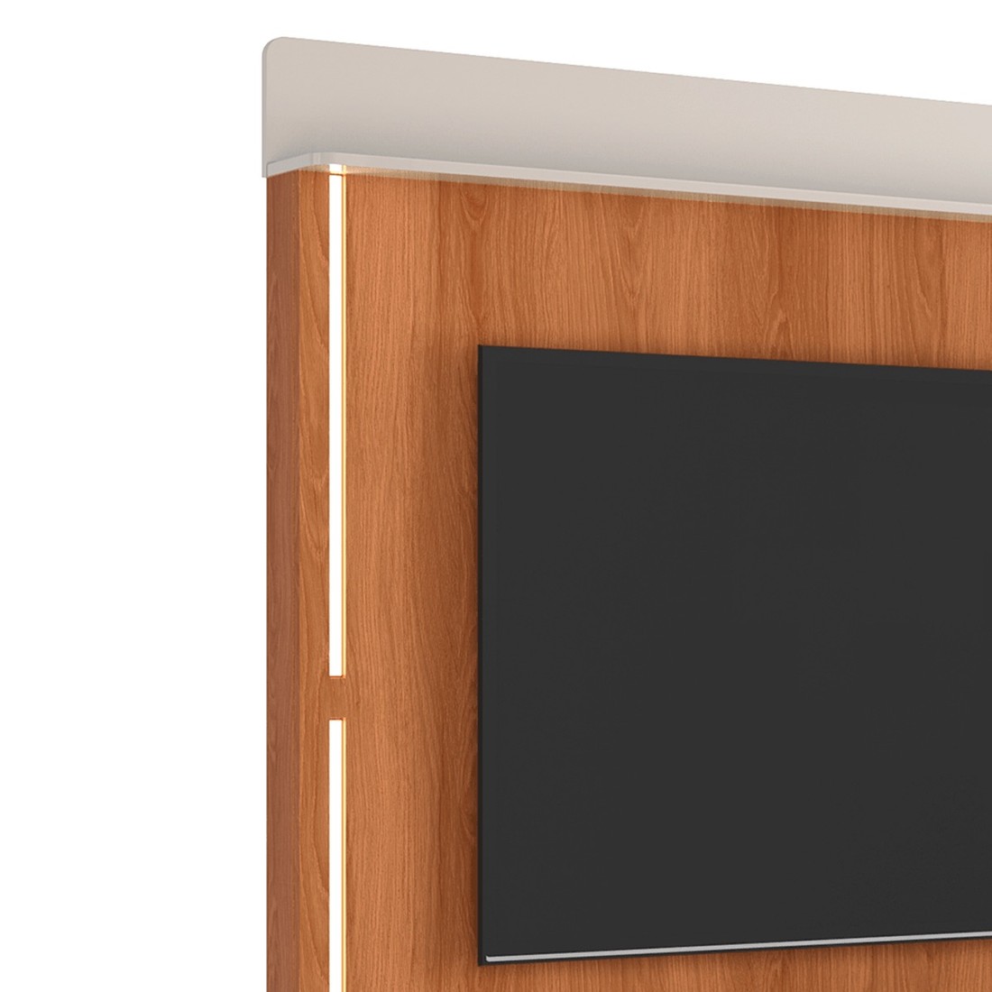 Estante Home Para TV 75 Polegadas com LED e Rodízios Lukaliam Florença Off White/Jequitibá