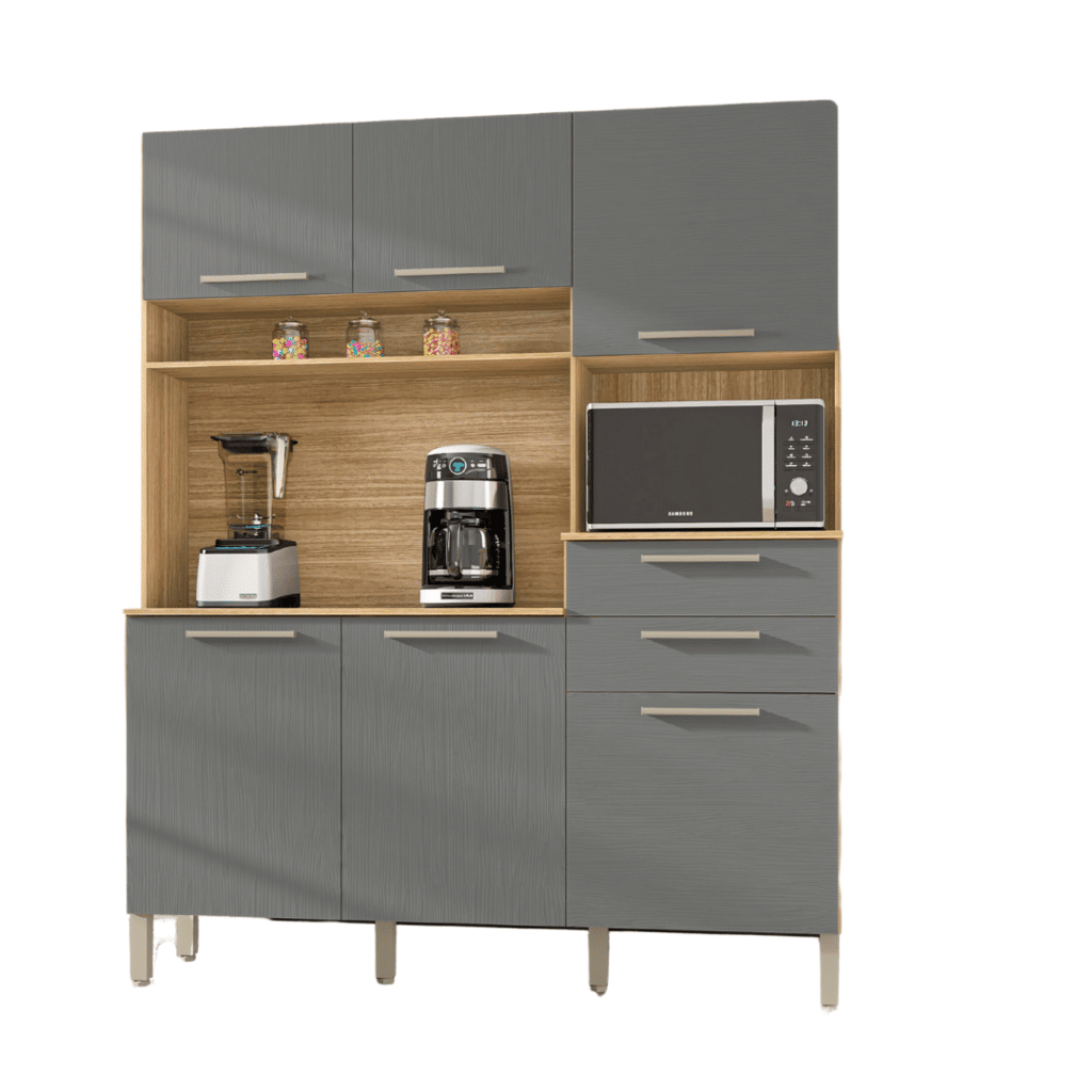 Armário de Cozinha Kit 6 Portas Montesa Freijo/Gris - Kits Paraná Armário de Cozinha Kit 6 Portas Montesa Freijo/Gris - Kits Paraná