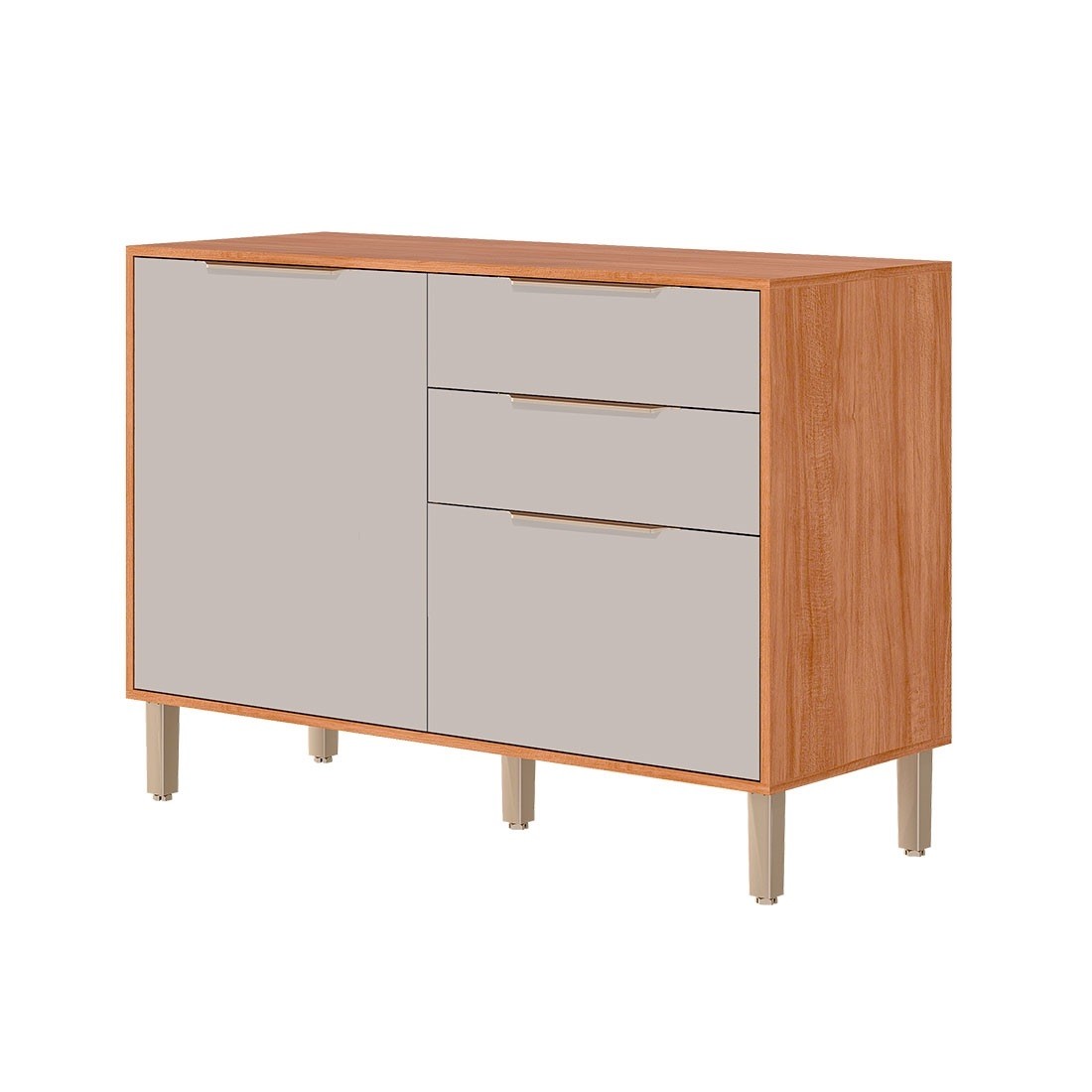 Balcão Esplendida 120 2 Portas 2 Gavetas 100% MDF MGM Móveis - Cinamomo/Off White