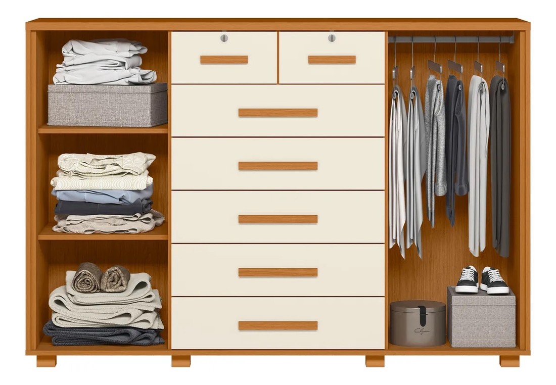 Cômoda 7 Gavetas 2 Portas Albatroz Fontana - Cinamomo/Off White Cômoda 7 Gavetas 2 Portas Albatroz Fontana - Cinamomo/Off White