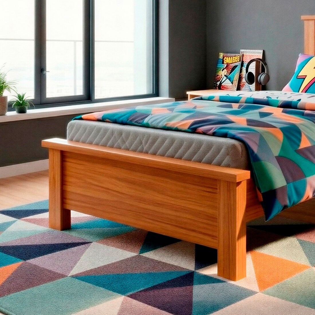 Cama Solteiro Sedan New Plus 100% MDF Painel Ripado Bom Pastor - Naturall Cama Solteiro Sedan New Plus 100% MDF Painel Ripado Bom Pastor - Naturall