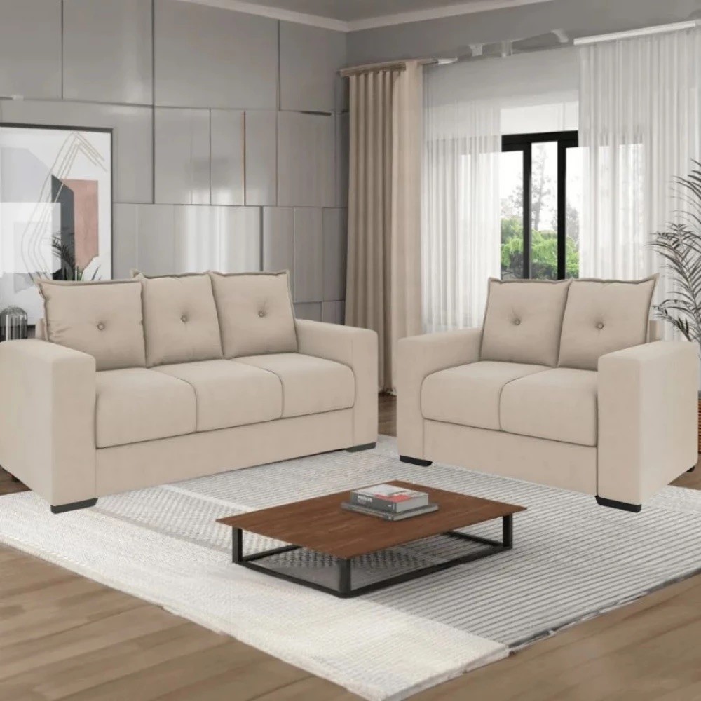Conjunto de Sofá 3x2 Lugares Santa Catarina Bacetto Bege Conjunto de Sofá 3x2 Lugares Santa Catarina Bacetto Bege