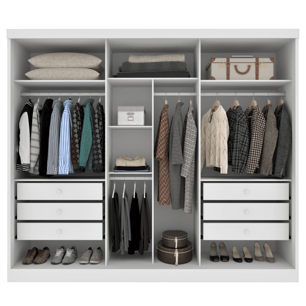 Guarda-Roupa Casal 100% MDF Com Espelho 3 Portas de Correr 6 Gavetas Tcil Móveis Milão Branco Guarda-Roupa Casal 100% MDF Com Espelho 3 Portas de Correr 6 Gavetas Tcil Móveis Milão Branco