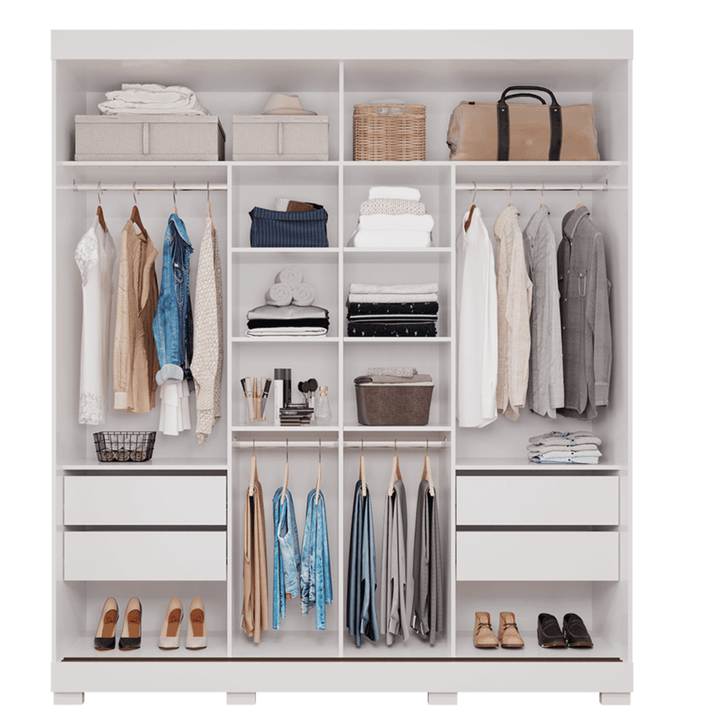 Guarda-Roupa Casal Com Espelho 2 Portas de Correr em MDF Panan Móveis Luana Branco Guarda-Roupa Casal Com Espelho 2 Portas de Correr em MDF Panan Móveis Luana Branco