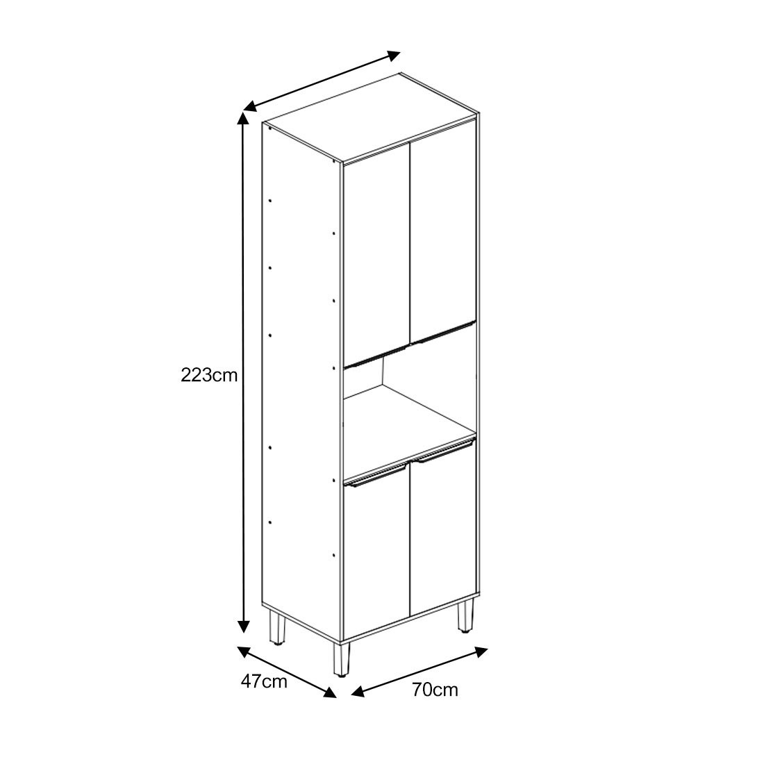Paneleiro Torre Quente Esplendida 1 Forno 4 Portas 70cm 100% MDF MGM - Cina/Ofw