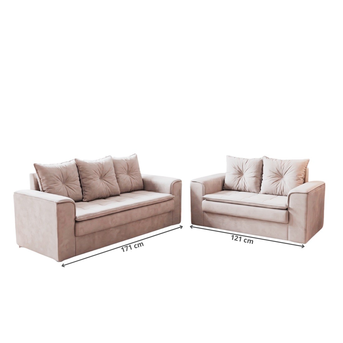 Conjunto de Sofá 3 e 2 Lugares Malu Estofados Delta - Castor Conjunto de Sofá 3 e 2 Lugares Malu Estofados Delta - Castor