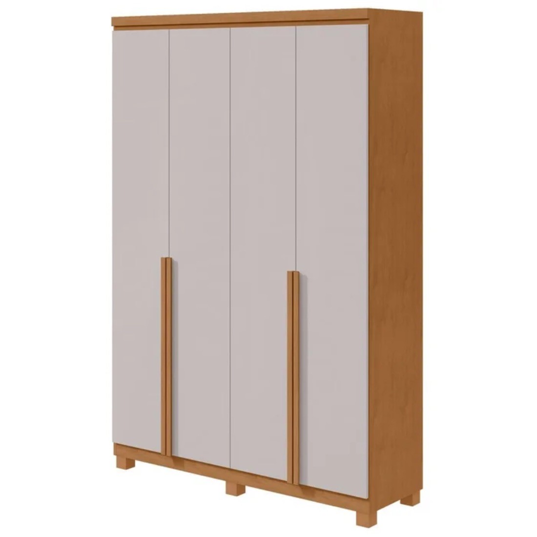Guarda-roupa 4 Portas Abrir 2 Gavetas Lopas Alonzo Sem Espelho Com Pés 153,5cm - Amendoa Clean/Off White Guarda-roupa 4 Portas Abrir 2 Gavetas Lopas Alonzo Sem Espelho Com Pés 153,5cm - Amendoa Clean/Off White